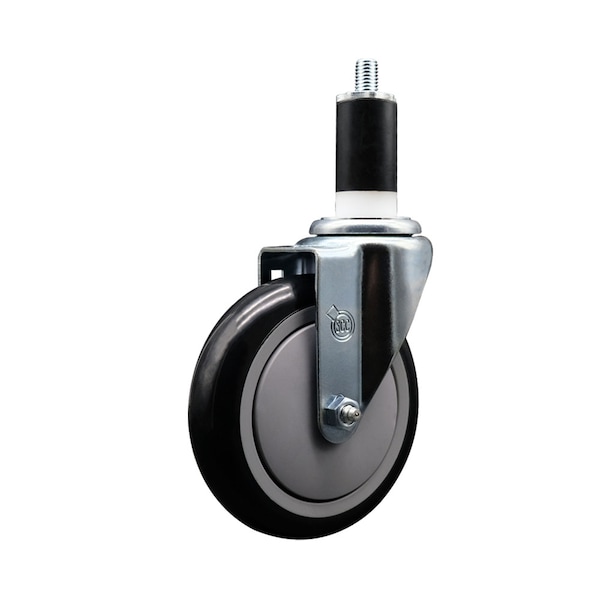Service Caster 5'' Black Poly Wheel Swivel 1-3/8'' Expanding Stem Caster SCC-EX20S514-PPUB-BLK-138 - main